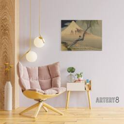 "Artery8 Hokusai Boy Viewing Mount Fuji Canvas Japanese Wall Art in Grey - Size: W18"" x H24""" - thumbnail 3