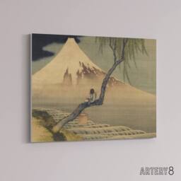 "Artery8 Hokusai Boy Viewing Mount Fuji Canvas Japanese Wall Art in Grey - Size: W18"" x H24""" - thumbnail 2