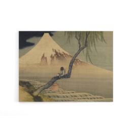 "Artery8 Hokusai Boy Viewing Mount Fuji Canvas Japanese Wall Art in Grey - Size: W18"" x H24""" - thumbnail 1