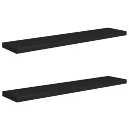 Berkfield Home Floating Wall Shelves 2 pcs Black 120x23.5x3.8 cm MDF - thumbnail 2