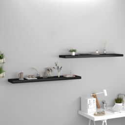 Berkfield Home Floating Wall Shelves 2 pcs Black 120x23.5x3.8 cm MDF - thumbnail 1