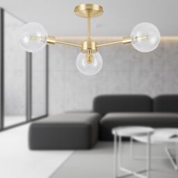 First Choice Lighting Set of 2 Toner - Satin Brass with Globes 3 Light Flush Ceiling Lights in Gold - thumbnail 6