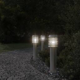 Berkfield Home Outdoor Floor Lamps with Outlet 3pcs Silver 60 cm Stainless Steel