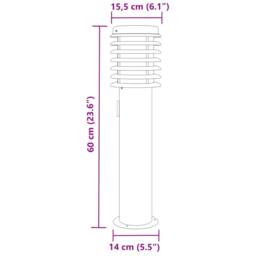 Berkfield Home Outdoor Floor Lamps with Outlet 3pcs Silver 60 cm Stainless Steel - thumbnail 7