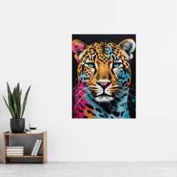 "Artery8 Leopard Lounge By Fiona Bryant Cat Head Pop Art Pink Blue Modern Extra Large XL Wall Art Poster Print - Size: W24"" x H32""" - thumbnail 4