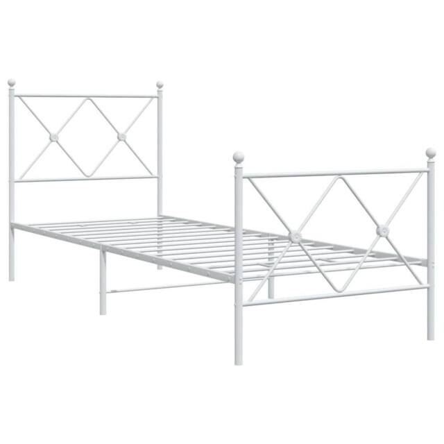 Berkfield Home Metal Bed Frame without Mattress with Footboard White 80x200cm - Size: 80x200 cm - image 1