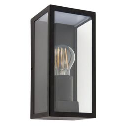 Netlighting Breton 1 Light Outdoor Wall Lantern Matt Black Glass IP44 E27 in Clear - thumbnail 2