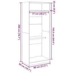 Berkfield Home Wardrobe Grey Sonoma 80x50x200 cm Engineered Wood - Size: 80 x 50 x 200 cm - thumbnail 9