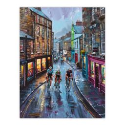 "Artery8 Cyclists Tour De Yorkshire Race Modern Painting Wall Art Print - Size: W24"" x H32""" - thumbnail 1