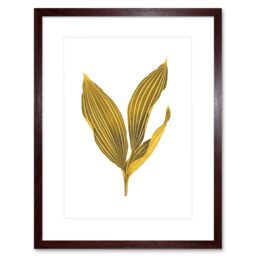 "Artery8 Wall Art Print Botanics Gold & Grey Stripes Art Black Framed 9x7 inch in Brown - Size: W7"" x H9""" - thumbnail 1