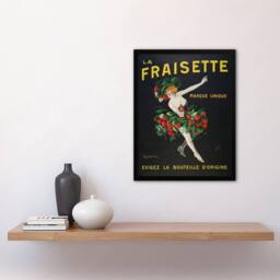 Artery8 Leonetto Cappiello Framed Wall Art Fraisette Strawberry Liqueur Vintage Advert in Black - Size: A4 - thumbnail 2