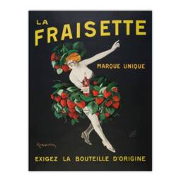 Artery8 Leonetto Cappiello Framed Wall Art Fraisette Strawberry Liqueur Vintage Advert in Black - Size: A4 - thumbnail 3