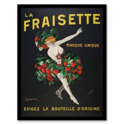 Artery8 Leonetto Cappiello Framed Wall Art Fraisette Strawberry Liqueur Vintage Advert in Black - Size: A4 - thumbnail 1