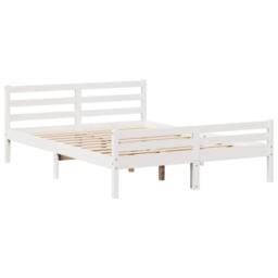 Berkfield Home Bed Frame with Headboard without Mattress White 135x190 cm Double - thumbnail 5