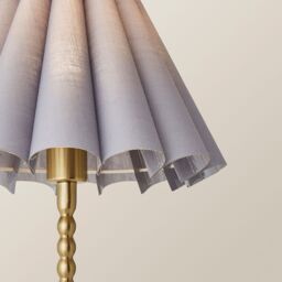 ValueLights Maeve Scallop Pleated Tapered Shade Brushed Gold Bobbin Table Lamp with LED Bulb in Grey - thumbnail 4