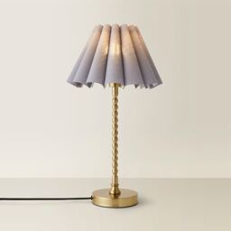 ValueLights Maeve Scallop Pleated Tapered Shade Brushed Gold Bobbin Table Lamp with LED Bulb in Grey - thumbnail 6