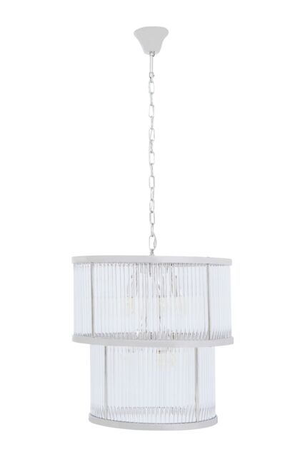 Orsina Large Grey Bell Shaped Pendant Light, Hanging Light for Dining Room or Kitchen, Ceiling Light Fixture in Silver - image 1