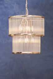 Orsina Large Grey Bell Shaped Pendant Light, Hanging Light for Dining Room or Kitchen, Ceiling Light Fixture in Silver - thumbnail 3