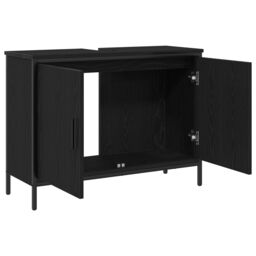 Berkfield Home Bathroom Sink Cabinet Black Oak 80x30x60 cm Engineered Wood - Size: 80 x 30 x 60 cm - thumbnail 5