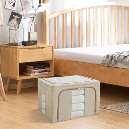 SPETLEK 3Pcs Foldable Storage Boxes Large Folding Clothes Beige - thumbnail 3