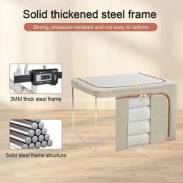 SPETLEK 3Pcs Foldable Storage Boxes Large Folding Clothes Beige - thumbnail 4