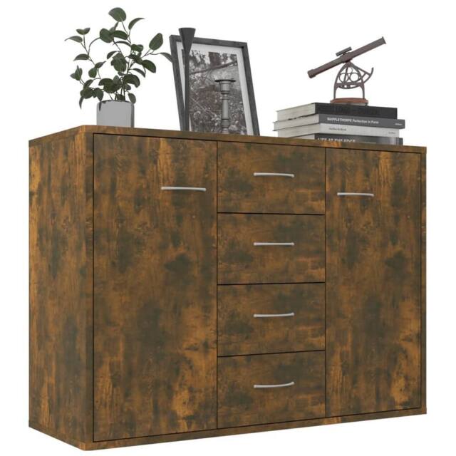 Berkfield Home Sideboard Smoked Oak 88x30x65 cm Engineered Wood in Brown - Size: 88 x 30 x 65 cm - image 1