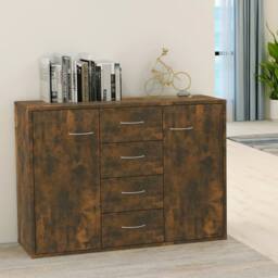 Berkfield Home Sideboard Smoked Oak 88x30x65 cm Engineered Wood in Brown - Size: 88 x 30 x 65 cm - thumbnail 2