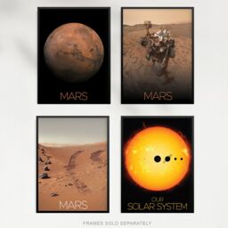 Artery8 Pack of 4 NASA Our Solar System The Sun & Mars Images Curiosity Rover Red Planet Surface Exploration Unframed Wall Art Living Room Prints Set - thumbnail 5