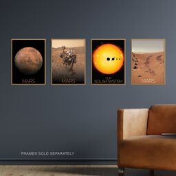 Artery8 Pack of 4 NASA Our Solar System The Sun & Mars Images Curiosity Rover Red Planet Surface Exploration Unframed Wall Art Living Room Prints Set - thumbnail 2