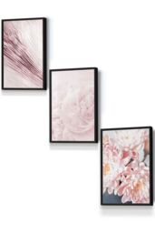 ARTZE Abstract Pink Macro Floral Framed Wall Art - Small in Black - Size: W33 cm x H45 cm x D20mm - thumbnail 1