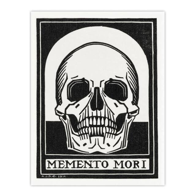 "Artery8 Memento Mori Skull Black & White Wall Art Print Julie de Graag - Size: W12"" x H16""" - image 1