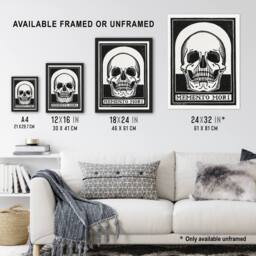 "Artery8 Memento Mori Skull Black & White Wall Art Print Julie de Graag - Size: W12"" x H16""" - thumbnail 3