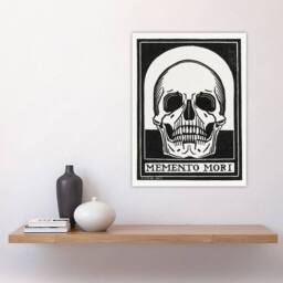 "Artery8 Memento Mori Skull Black & White Wall Art Print Julie de Graag - Size: W12"" x H16""" - thumbnail 4