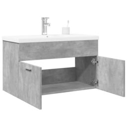 Berkfield Home Bathroom Sink Cabinet with Built-in Basin Concrete Grey - thumbnail 1