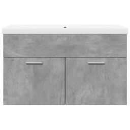 Berkfield Home Bathroom Sink Cabinet with Built-in Basin Concrete Grey - thumbnail 4