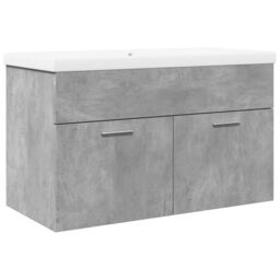 Berkfield Home Bathroom Sink Cabinet with Built-in Basin Concrete Grey - thumbnail 2