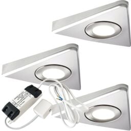 Loops 3x BRUSHED NICKEL Triangle Surface Under Cabinet Kitchen Light & Driver Kit - Warm White LED in Metallics - thumbnail 1