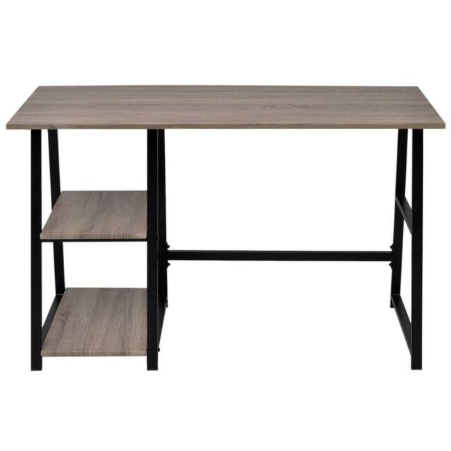 Berkfield Home Desk with 2 Shelves Grey & Oak - image 1