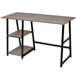 Berkfield Home Desk with 2 Shelves Grey & Oak - thumbnail 3