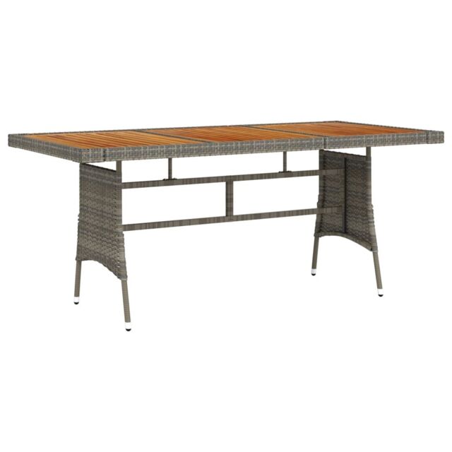Berkfield Home Garden Table Grey 160x70x72 cm Poly Rattan & Solid Acacia Wood - Size: 160 x 70 x 72 cm - image 1