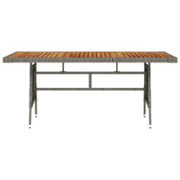 Berkfield Home Garden Table Grey 160x70x72 cm Poly Rattan & Solid Acacia Wood - Size: 160 x 70 x 72 cm - thumbnail 2