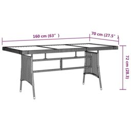 Berkfield Home Garden Table Grey 160x70x72 cm Poly Rattan & Solid Acacia Wood - Size: 160 x 70 x 72 cm - thumbnail 5