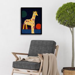 "Artery8 Wall Art Print Abstract Giraffe Surreal Cubism Art Framed in Black - Size: W12"" x H16""" - thumbnail 2