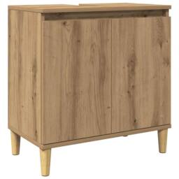Berkfield Home Sink Cabinet Artisan Oak 58x33x60 cm Engineered Wood in Brown - Size: 58 x 33 x 60 cm - thumbnail 1