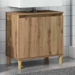 Berkfield Home Sink Cabinet Artisan Oak 58x33x60 cm Engineered Wood in Brown - Size: 58 x 33 x 60 cm - thumbnail 2