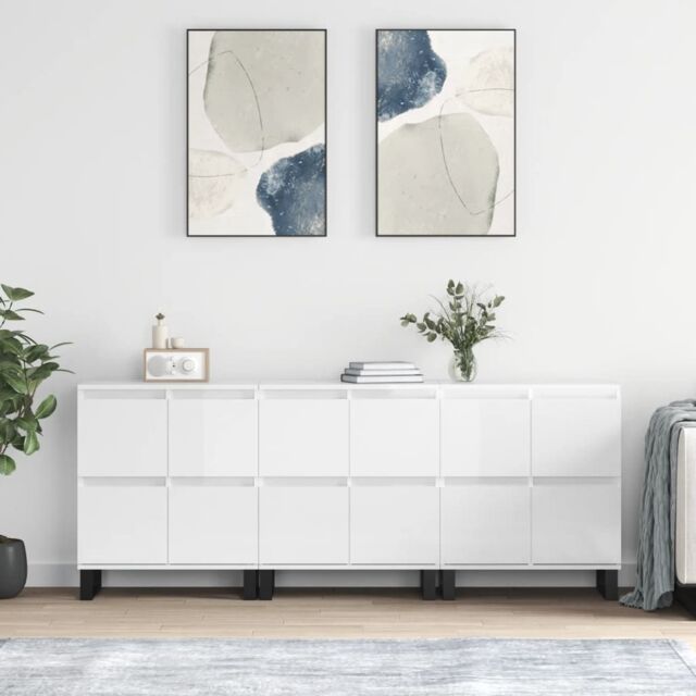 Berkfield Home Sideboards 3 pcs High Gloss White Engineered Wood - image 1