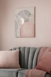 Art for the Home Pink & Grey Art Deco Geo Metallic Printed Canvas - thumbnail 1