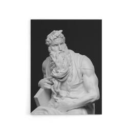 "Artery8 Moses Sculpture Statue Buonarroti Vintage Canvas Wall Art in Black - Size: W18"" x H24""" - thumbnail 1