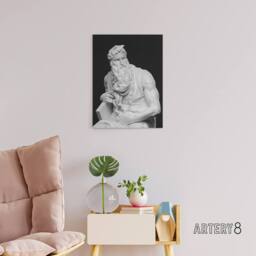 "Artery8 Moses Sculpture Statue Buonarroti Vintage Canvas Wall Art in Black - Size: W18"" x H24""" - thumbnail 3