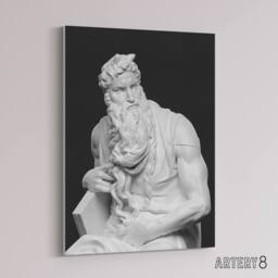 "Artery8 Moses Sculpture Statue Buonarroti Vintage Canvas Wall Art in Black - Size: W18"" x H24""" - thumbnail 2